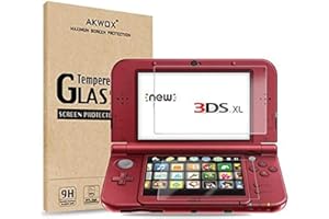 AKWOX (2 in 1) Tempered Glass Screen Protector + HD Clear Crystal PET Screen Protective Filter Compatible with 3DS XL/New 3DS XL
