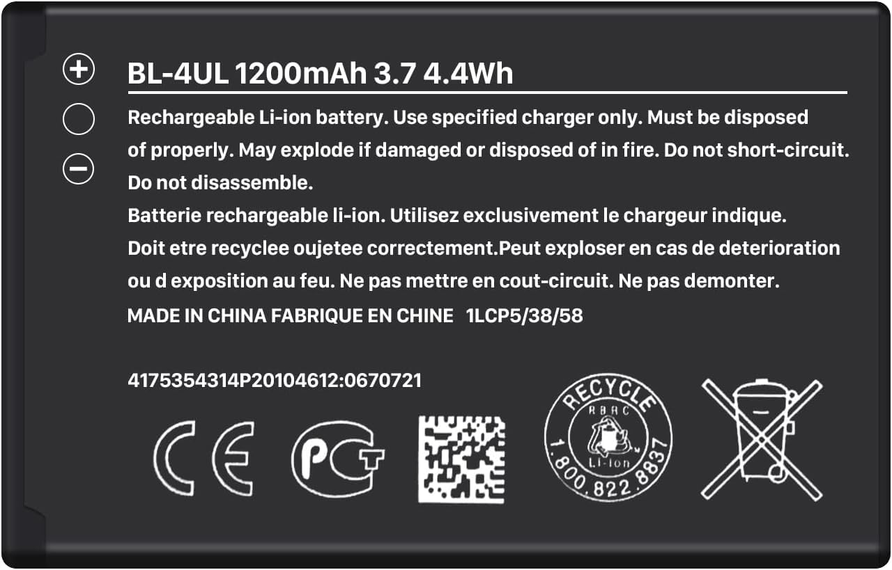 Batterie 1300 MAh Li-ion Remplacement Pour Nokia BL-4UL BL-4WL - Compatible Asha 225, 3310, 3310 3G (2017) - Haute Capacité Sécurité CE/RoHS/FCC