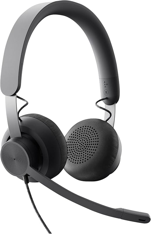 Auscultadores com fio Zone Heard profissionais com microfone de cancelamento de desempenho superior, ligação por fios com conectores USB-A e USB-C, áudio de alta fidelidade, certificado UC-Graphite