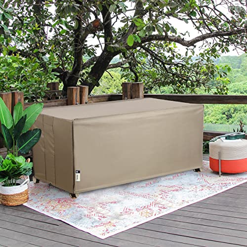 Flexiyard Patio Deck Box Cover, 63x30 Inch Fire Pit Cover with Straps