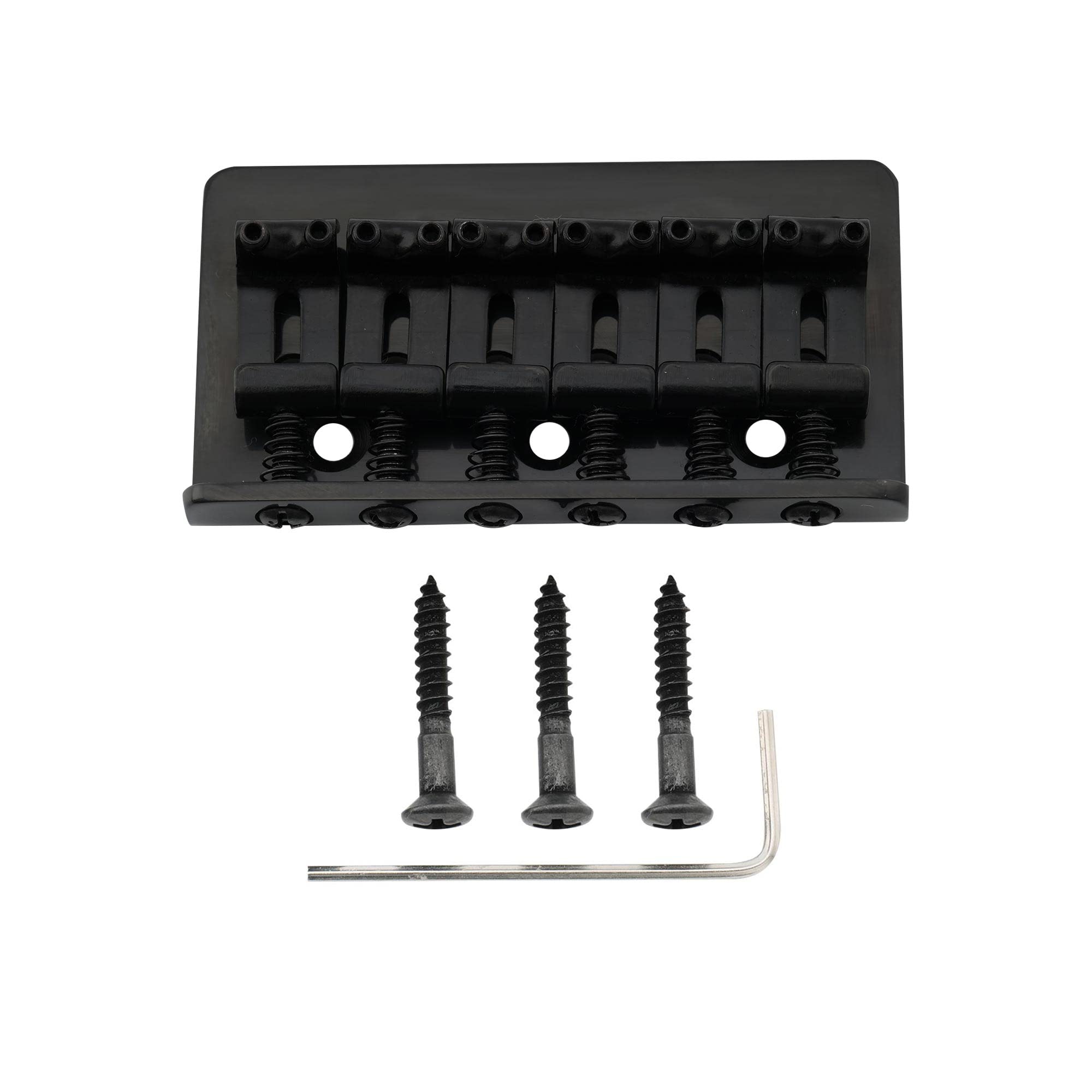 Musiclily Pro 54mm Steel Hardtail Fixed Bridge Vintage Bent Saddles for Import Strat Tele Style Electric Guitar, Black