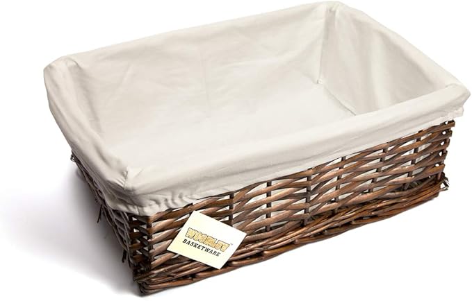 Woodluv - Cesta grande de mimbre (43 x 32 x 16 cm), color marrón oscuro: Amazon.es: Hogar