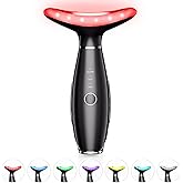 ELISHINE 7 Color Neck Face Massager - Facial Massager Tool for Skin Care at Home, Vibrating Face Massager with Thermals, Galvanic Machines Black