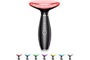 ELISHINE 7 Color Neck Face Massager - Facial Massager Tool for Skin Care at Home, Vibrating Face Massager with Thermals, Galvanic Machines Black