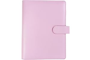 WITHYU A5 PU Leather Binder Cover with Magnetic Buckle Closure, 6 Ring Personal Notebook for Organizing Planner Refill Pages, Photo Card Sleeves, Multi-Functional Card Collector