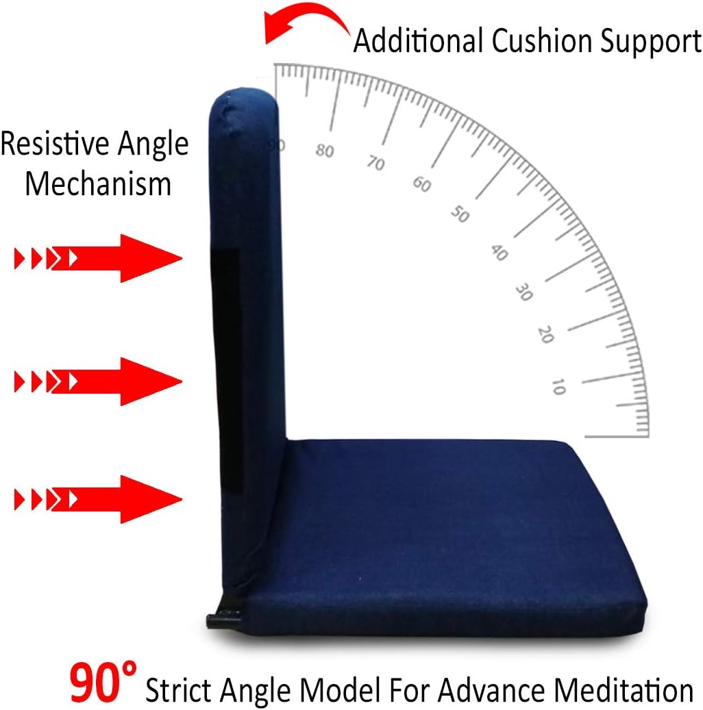 Kawachi Polyester Meditation and Yoga Floor Chair with Backsupport and Meditation Block (Blue)