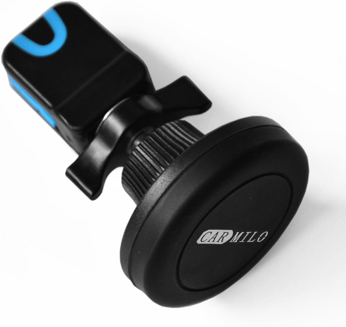 Car Phone Mount: Carmilo 360 Rotating Magnetic Mount, 100% Clamp Tightens for All Kinds Smartphones,GPS and MP3 Players Install on Air Vent Blue Color