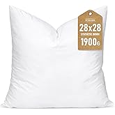 Artscope Synthetic Down Pillow Insert, 28x28 Down Alternative Throw Pillow Insert. Ultra Soft Fluffy Sleeping Pillow with 100% Cotton Cover, Decorative Pillows-White.