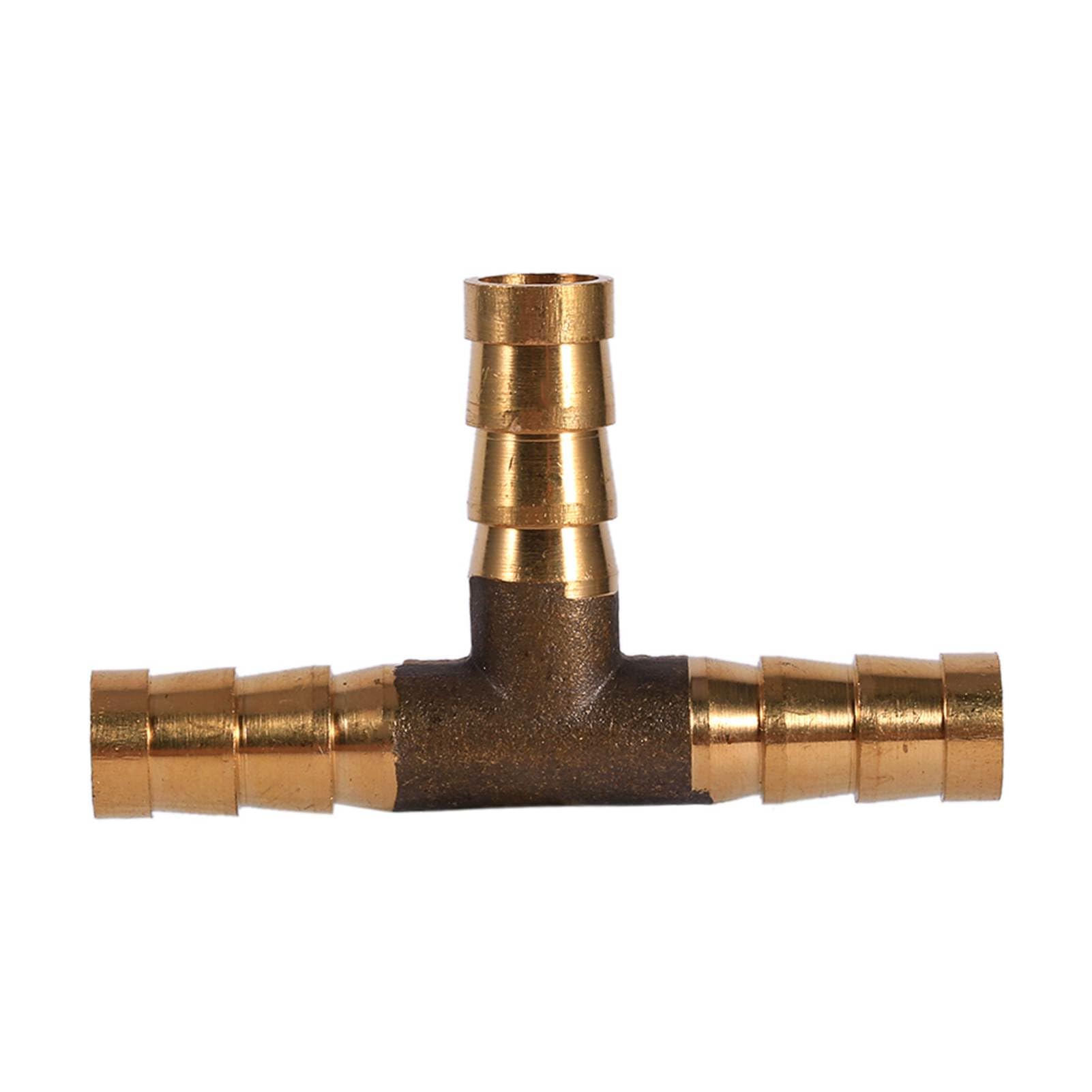 3 Way Hose Joiner, Brass T Piece 3 Way Fuel Hose Joiner Connector Barbed Hose Fittings For Compressed Air Oil Gas Pipe (8mm)