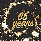 65 Years Guest Book: Birthday party keepsake for family and friends to write in (Square Gold Star Swirl) by Freedom Guest Books, Freedom Bell
