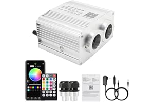 AKEPO 16W Car Home Dual-Head Twinkle Fiber Optic Light Engine, Twinkle+APP Control+Music Activated+28-Key Remote for Starlight Headliner Kit