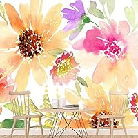 Wall Mural Flowers and Leaves Removable Self-Adhesive Wallpaper Wall Decoration for Bedroom Living Room - 66x96 inches