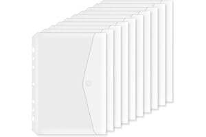 PIRIUUO 10 Pcs A5 Binder Pockets 5.5 x 8.5 Inches Mini Binder Pocket 7-Hole Binder Pocket Folders Mini Binder Dividers Clear Binder Folders Envelopes