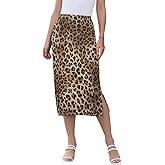 Yasala Women Midi Skirt Weekend Casual Side Slit Summer Skirt S-XXL