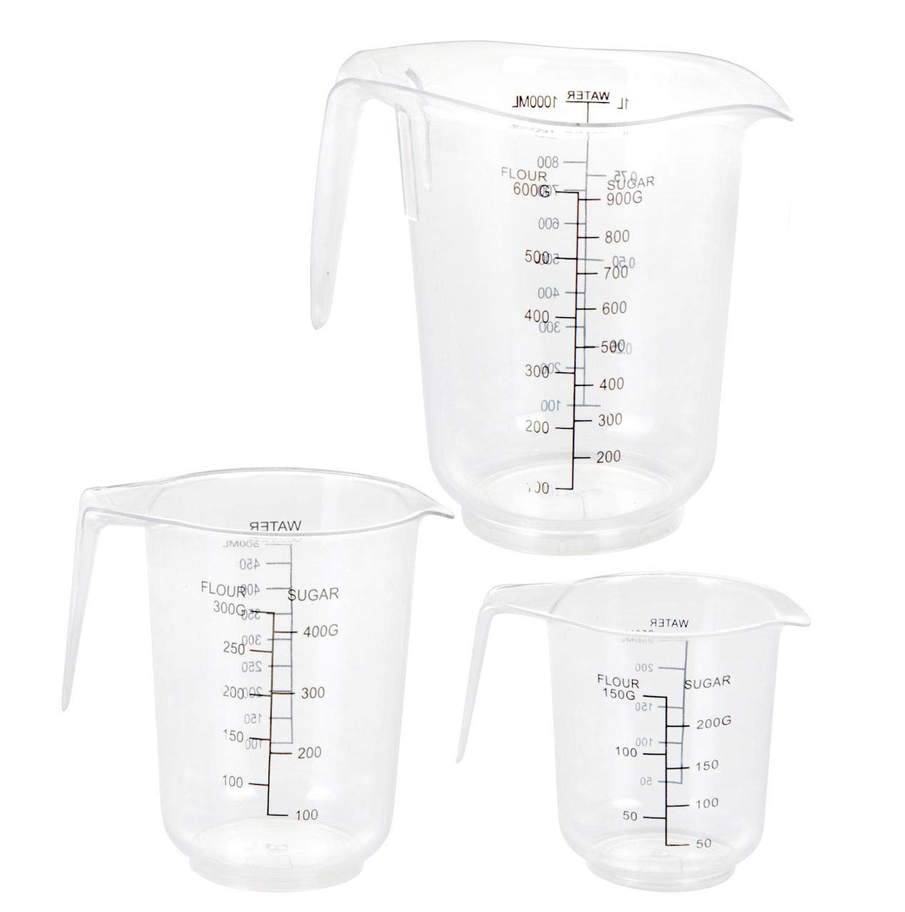 Spetebo Measuring Cup Set Made of Plastic, 3 Pieces, Measuring jug in 250 ml, 500 ml and 1000 ml, Stackable and Dishwasher Safe