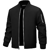 WULFUL Men's Bomber Jacket Lightweight Casual Windbreaker Zip Up Coat with Pocket