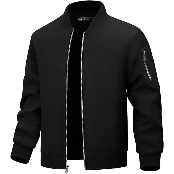 TACVASEN Bomber Jacket Men Black Jacket for Men Zip Up Men's