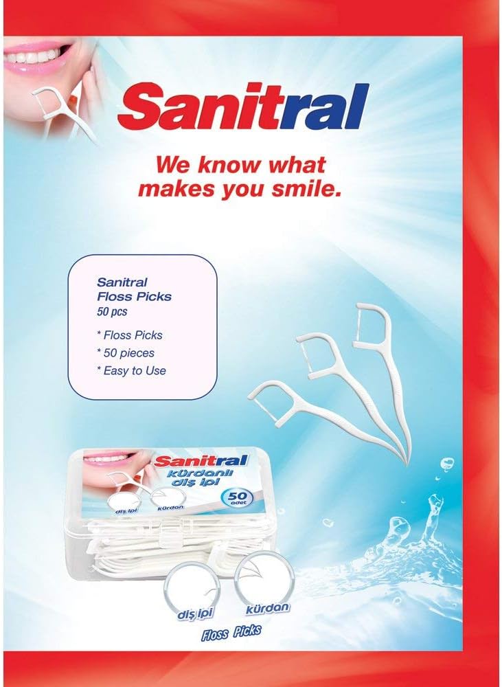 Sanitral Dental Floss Sticks, Strong Non-Shred Floss