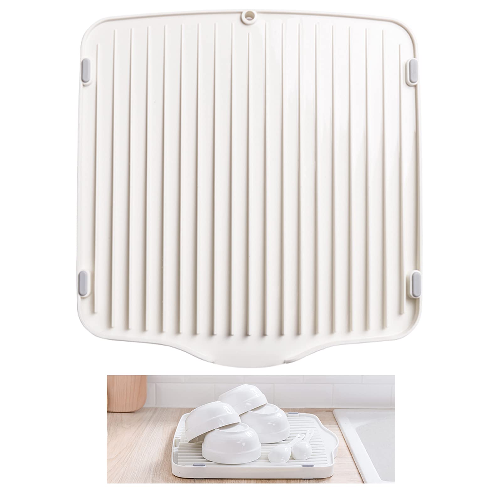 HUI JIN Vegetable Rack Drying Mat Draining Board Drip Tray Dish Drainer Mat Two Sides Polypropylene 35*33.5*2.8cm for Dish Drying