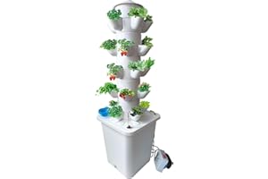 TOUTEK 5 Layer 25 Pots Vertical Hydroponic Tower Garden System, Hydroponic Grow Tower Kit with Water Pump Timer Including & Smart Plug, for Vegetable Herb Fruit, Gardening Lover Plants Grow Kit Tower