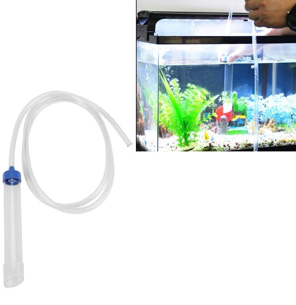 Pssopp Aquarium Manual Water Changer Gravel Cleaner Water Filter Syphon Tube Fluids Transfer Tool PVC Sand Vacuum Cleaning Pump Fish Tank Cleaning Tool with 59in Long Pipe