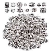 BronaGrand 100g (About 130-180pcs) Antique Silver Round Small Beads Jewelry Bead Charm Spacers for Jewelry Making Bracelets Necklace