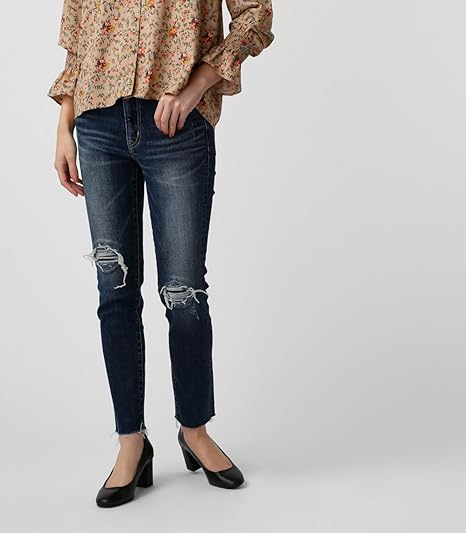 Amazon アズールバイマウジー ハイライズリメイクカットオフデニム