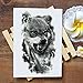 Kotbs 6 Sheets Animal Temporary Tattoos, Black Strong Wolf Tiger Tattoo Stickers for Men Women Adults Waterproof Fake Tattoos