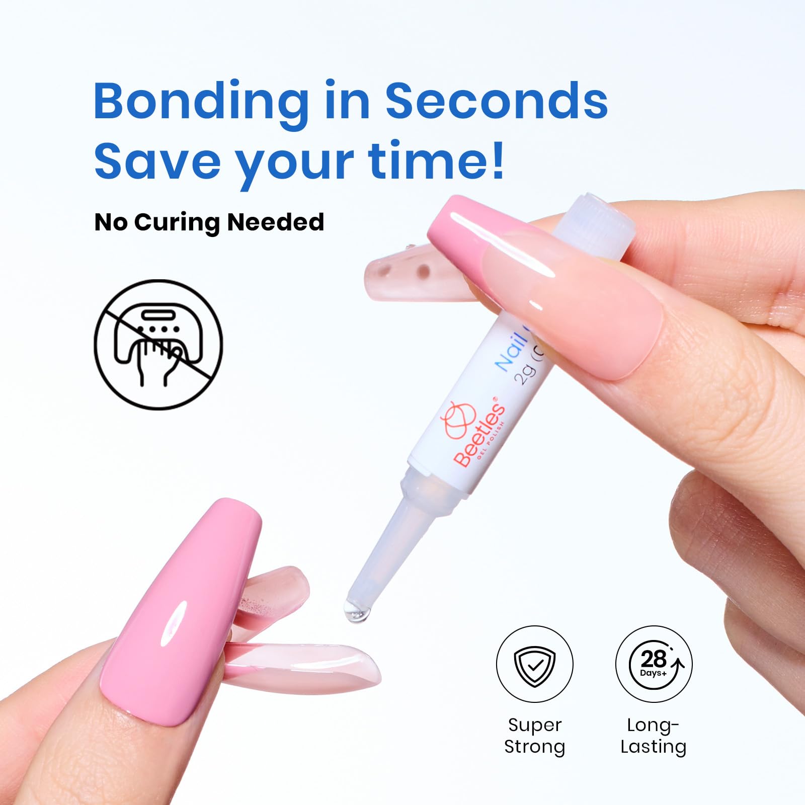 Beetles Acrylic Nails Kit 500Pcs Long Coffin Pre-Shaped Clear Full Cover Soft False Nails, Nail Tips Soak Off Easy Nail Extension Set for DIY Nails Art Home Gift for Women - Image 7