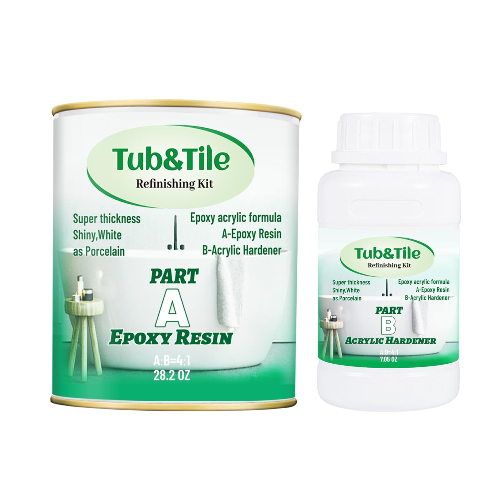 Photo 1 of Tub and Tile Refinishing Kit, Paint for Restoration of Bathtubs and Tiles, Bathroom Kitchen Tile Tub Paint Refinishing Kit White (0.5KG)