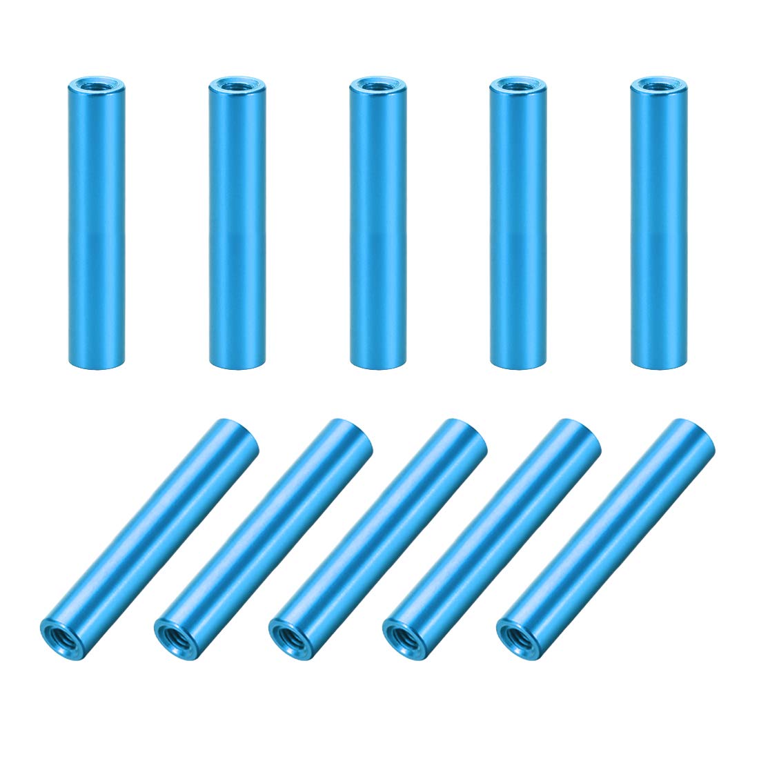 sourcing map 10 Pcs M3x25mm Round Aluminum Standoff Column Spacer Female Aqua Blue for Drone FPV Quadcopter Racing RC Multirotors Parts DIY