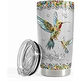 SANDJEST Hummingbird Gifts for Women Hummingbirds Tumbler 20oz Jewelry Drawings Stainless Steel Insulated Tumblers Coffee Travel Mug Cup Gift for Birthday Christmas