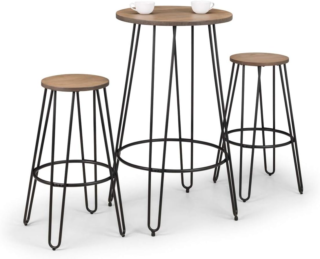 Julian Bowen Dalston Set of 2 Bar Stools, Mocha Elm/Black - Image 3