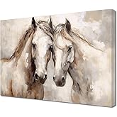 ZQQART Horse Canvas Prints Wall Art Vintage White Horses Painting Country Couple Animal Portrait Large Animal Artwork for Home Decor (A,18" L x 12" W)
