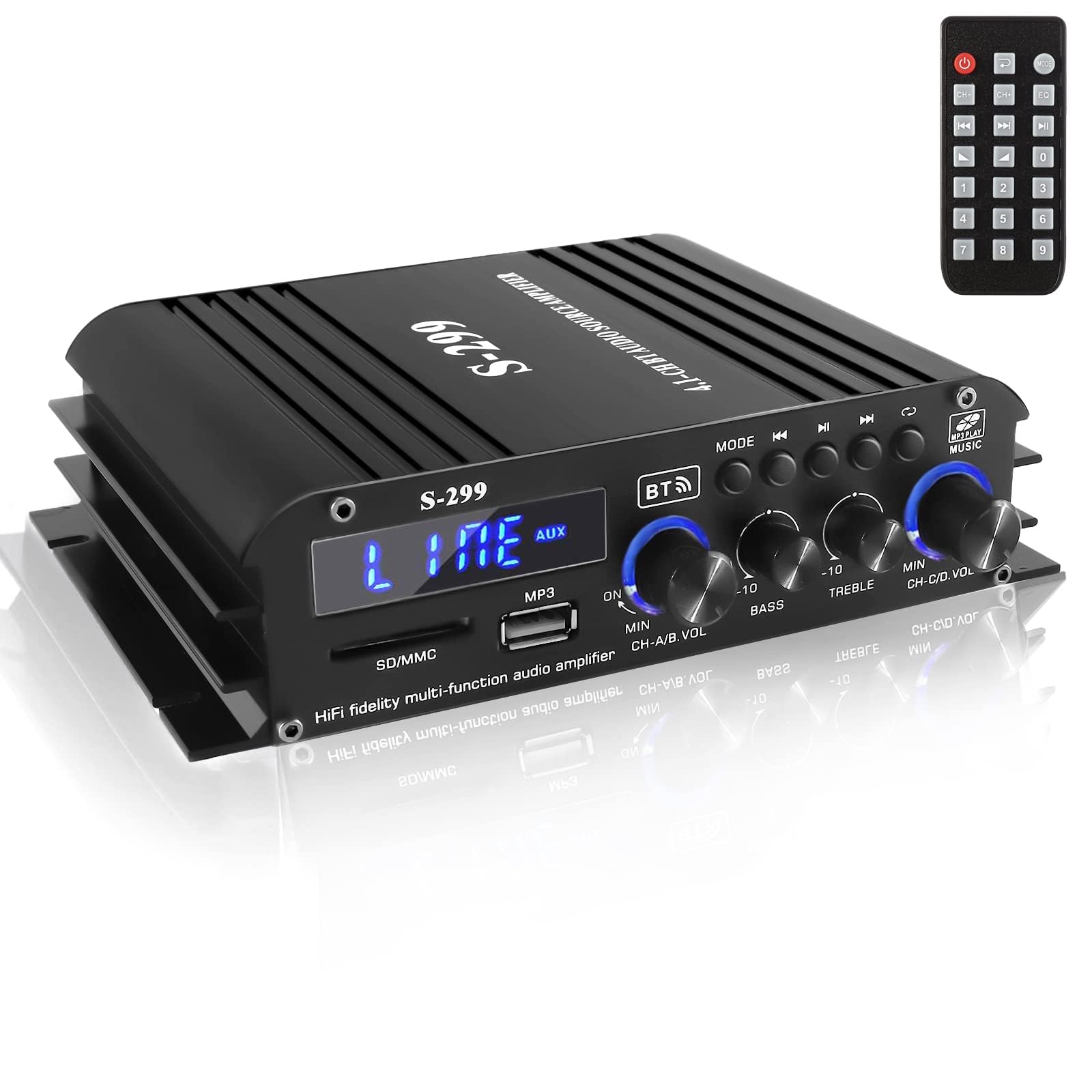 Photo 1 of Romicta 4.1 Channel Mini Audio Amplifier Receiver, Power Amplifier, Bluetooth 5.0 Amplifier, 50Wx4 with Active Subwoofer Output, Hi-Fi Loudspeaker Amplifier, Speaker Amplifier Audio for Car & Home