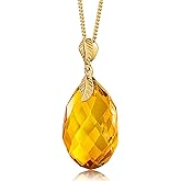 Baltic Amber Pendant for Women, Sparkling Amber Drop, Gold Plated Sterling Silver Necklace, Cognac Color Jewelry for Ladies, 18 inch gold plated chain