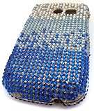 Samsung R375c Straight Talk Blue Pixel Wave Jewel Diamond Bedazzle Dazzle CASE SKIN COVER PROTECTOR