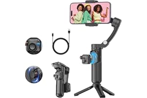 GUEDIEO Phone Gimbal Stabilizer 3-Axis Foldable Gimbal for Video Recording TikTok YouTube Vlog Stabilizer for Android and iPhone 16/16 Pro Max/15/15 Pro