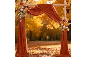Jimtx Fall Terracotta Wedding Arch Draping Fabric 1 Panel 29" × 20FT Sheer Drapes Outdoor Curtain for Wedding Ceremony Baby Bridal Shower Arch Ceiling Backdrop Decor