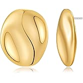 ENSKEFEN Irregular Gold Stud Earrings for Women Hammered Silver Stud Earrings Statement Geometric Earrings Vintage Gold Earrings