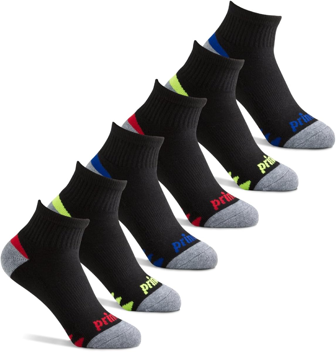 Prince Boys' Quarter Length Athletic Ankle Socks with Cushion for Active Kids: Clothing