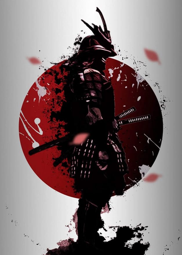 Canvas Print Wall Art Painting,Vivid Red Strong Japanese Samurai