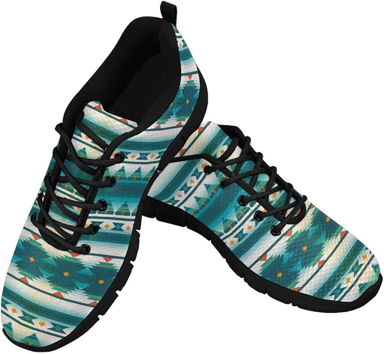 Amazon.com | INTERESTPRINT Blue Tribal Aztec Women's Athletic Mesh Breathable Casual Sneaker 