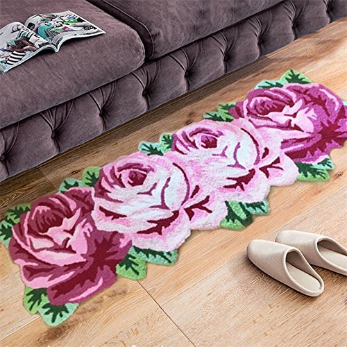 Ustide 4 Rose Rug Floor Runner Rugs Handmade Mat Modern Carpet Pink