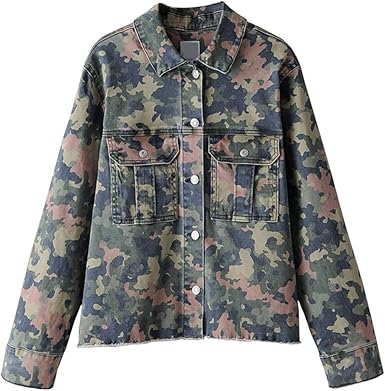 cropped camo denim jacket