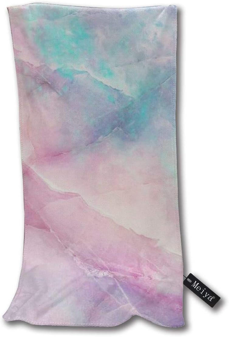Huishe1 Iridescent Marble Small Bath Towel Ultra Soft Face Towels Highly Absorbent Multipurpose Hand Towels for Yoga,Gym and Spa,12