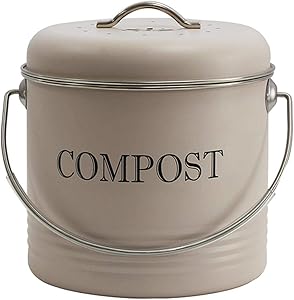 4W Kitchen Compost Bin, 1 Gallon Indoor Compost Bucket for Kitchen Countertop with Lid, Good for Food Scraps Composting One-Piece for Leak Proof - Includes 1 Charcoal Filter