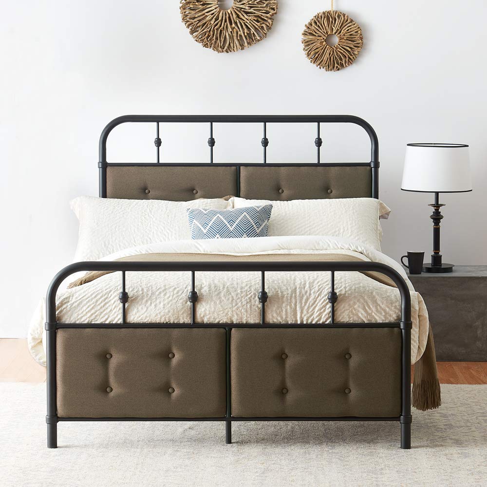 O&K Furniture Industrial Style Metal Pipe Bed Frame, No