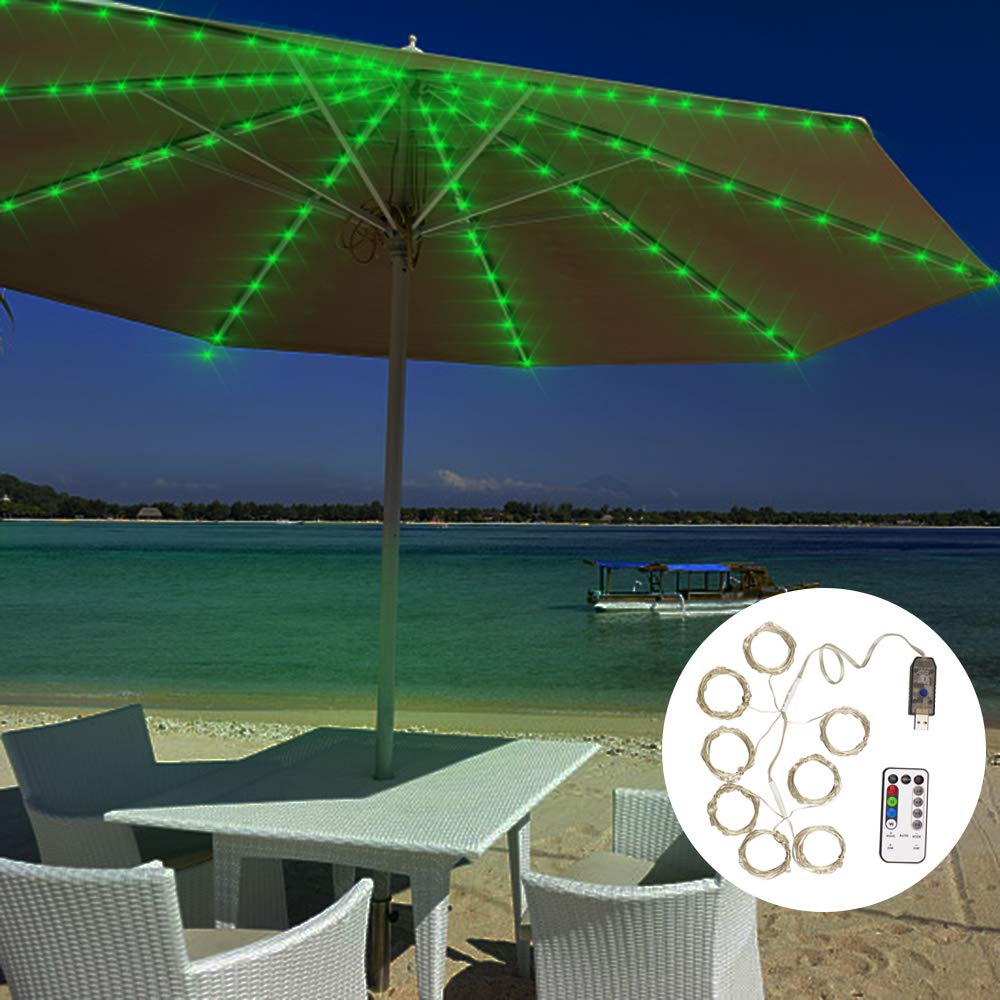 Learsoon 8 Lighting Mode 104 Led With Remote Control Umbrella Lights Battery Operated Waterproof Outdoor Lighting Patio Umbrella Lights Multi Color For Patio Umbrellas Outdoor Use Camping Tents