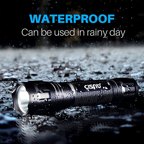CISNO 1000 Lumens LED Tactical Flashlight Torch Pressure Switch with 1 inch Offset Mount for Hunting Hiking, Flat Black